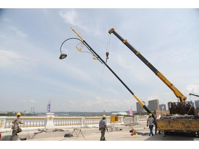 2015公司新開發的歐市路燈亮相在牡丹江大橋上